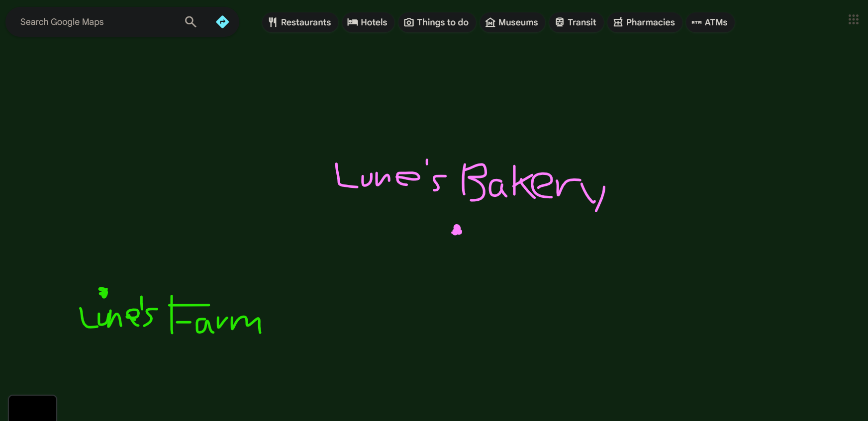Location of Lune's Bakery and Lune's Farm